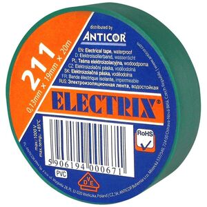 Anticor Taśma elektroizolacyjna PCW zielona 19mm 20m