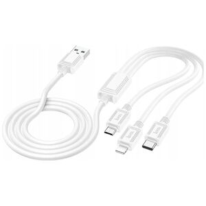 Kabel USB Hoco HOCO kabel 3w1 USB A do Lightning / Micro USB / Typ C 2A X74 1 m biały