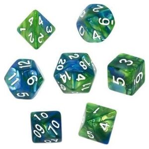 Rebel Komplet kości REBEL RPG - Dwukolorowe - Niebiesko-zielone