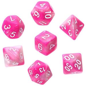 Rebel Komplet kości REBEL RPG - Dwukolorowe - Różowo-białe (białe cyfry)
