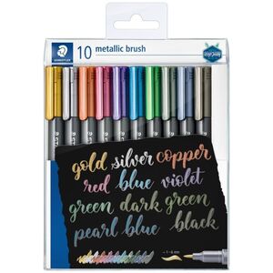 Flamaster pędzelkowy Metallic brush do Bullet Journal miks 10 kol Staedtler