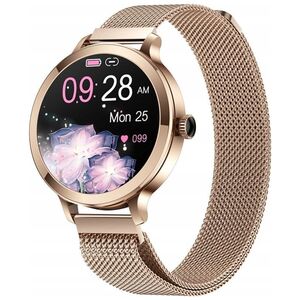 Smartwatch Damski Veltori VT340-1 Złota Bransoleta + Różowy Pasek Silikonowy