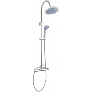 Shower system INVENA GRACJA, rain and hand shower, mixer, chrome finish.