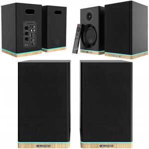 GŁOŚNIKI PÓŁKOWE BS-60BK LED CZARNE (BLUETOOTH, 2x90W, RCA, USB, OPTYCZNE, BASS-REFLEX, PILOT)