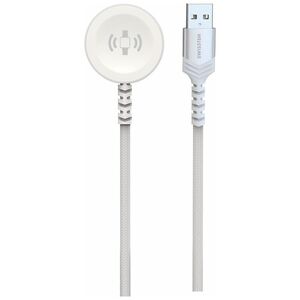 Adapter AV Swissten Braided Wireless Magnetic Charger For Apple Watch Metal, USB-A 1.2 M White