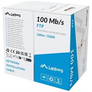 KABEL LAN FTP 100MB/S 100M DRUT CCA SZARY LANBERG