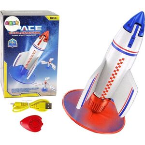 LeanToys Rakieta Wyrzutnia Latająca Ładowarka Biała 21 cm