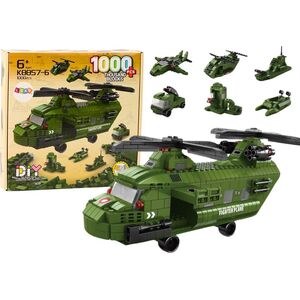 LeanToys Zestaw Klocków Helikopter Wojskowy Militarny Zielony 1000 El