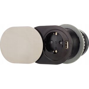 Ilgiklis montuojamas balde 1x Schuko, 1xUSB (krovimui 5V 2.4A) 1.9m slifuoto plieno Design Light