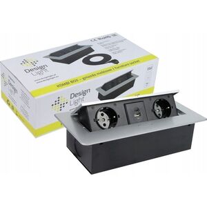 Ilgiklis montuojamas balde KOMBI BOX, 2x Schuko, 1x USB, 1x USB-C, su pilku remeliu, 3m laidas