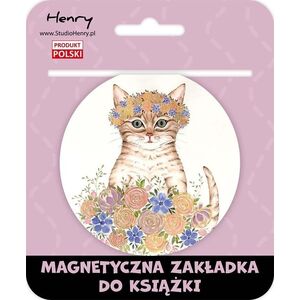 Zakładka magnetyczna kulka 2 kot w kwiatach