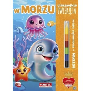 Ciekawskie zwierzęta w morzu z kredką i naklejkami