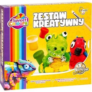 Zestaw kreatywny 8 farb + pędzelek + glina