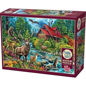 Puzzle 2000 Leśna chatka z czerwonym dachem G3