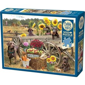 Puzzle 500 Labradory z wozu, koniom lżej G3