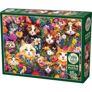 Puzzle 1000 Koty wśród kwiatów G3