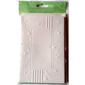 Karty tłoczone+koperty ornament serca creme05 5szt
