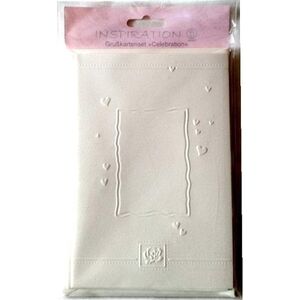 Karty tłoczone + koperty serduszka creme 06 5szt