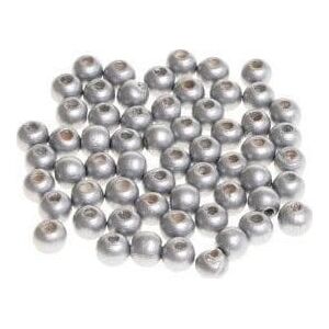 Koraliki drewniane do nawlekania srebrne 10mm 60sz