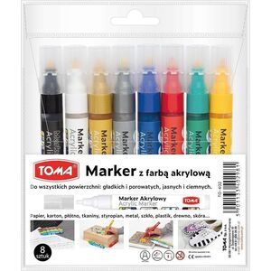 Marker akrylowy okrągła końcówka 2,5mm 8kol