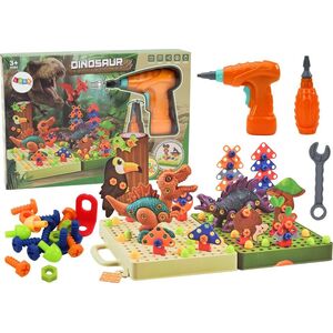 LeanToys Klocki Puzzle Konstrukcyjne 3D DIY Dinozaury Rozkręcanie Wiertarka