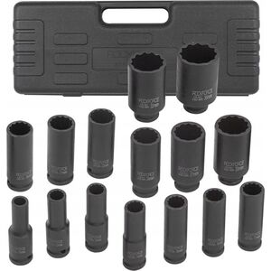 Zestaw nasadek udarowych głębokich 1/2" 15el. (12-kątnych) (10-36mm)
