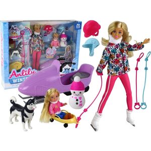 Lalka Dla Dzieci Anlily Łyżwy Pies Sporty Zimowe LEAN Toys
