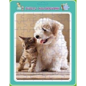 Teka Puzzle w ramce z kolorowank±. Piesek z kotkiem