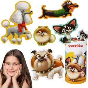 Cubika PUZZLE 5W1 PSY 27 ELEMENTÓW ZWIERZAKI ZESTAW UKŁADANKA PUDEŁKO Z UCHWYTEM
