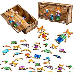 Drewniana Układanka Łamigłówka Puzzle Lisy Elementy Klocki Kształty 21 El. Puz-42121