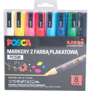 Markery plakatowe PC-5M 8 kolorów POSCA UNI