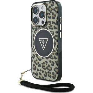 Etui Guess HC IML Leopard Triangle Cord   Strap do iPhone 16 Pro Max MagSafe brązowy