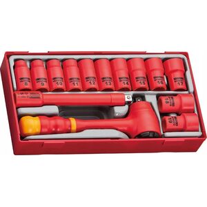 Teng Tools Zestaw narzędzi nasadowych izolowanych VDE 1000V z chwytem 3/8 cala 285240107