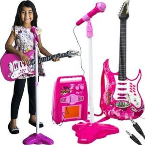 Kruzzel Gitara + Mikrofon + Wzmacniacz Róż 22407