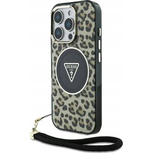 Etui Guess HC IML Leopard Triangle Cord   Strap do iPhone 16 Pro MagSafe brązowy