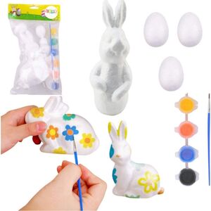 Zestaw Do Malowania Styropianowych Ozdób Zając 3 Jajka Farby LEAN TOYS