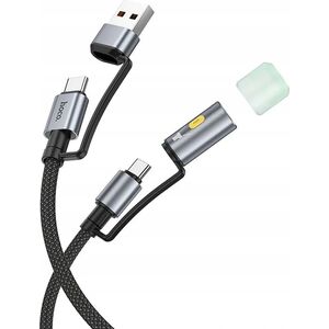 HOCO kabel All-in-one USB A / Typ C do Typ C / LED Light 3A 60W U138 1,2 m czarny