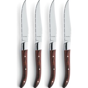 Amefa Royal Steak 2520 - 4 τμχ Σετ μαχαίρι για μπριζόλα καφέ σε ξύλινο κουτί 13802301 8711160000000