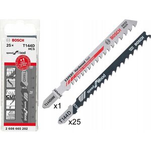 Bosch Professional 25x T 144 D + 1x Expert Hardwood Fast T 144 DHM jigsaw blade (for wood, hardwood, jigsaw accessories)