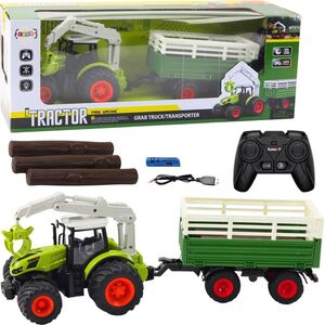 Traktor Rolniczy Z Przyczepą I Chwytakiem Zdalnie Sterowany RC 2.4G LEAN Toys