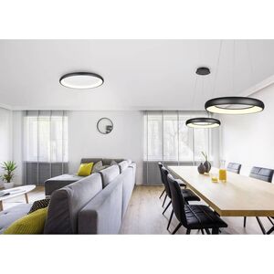 TRIO LED ceiling light Cardona 29W black 2300-4000K 2000lm conv IP20 O450x105mm