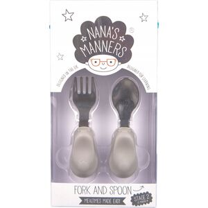 Nana`s Manners Nana's Manners, ETAP 2, Sztućce do samodzielnego jedzenia, widelec i łyżka, szare, 1-3 lat