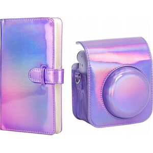 Pokrowiec LoveInstant Futerał Etui Pokrowiec Do Fujifilm Instax Mini 12 + Album Na 96 Zdjęć / Fioletowy Błysk