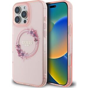 Guess Guess GUHMP16XHFWFCP iPhone 16 Pro Max 6.9" różowy/pink hardcase IML Flowers Wreath MagSafe