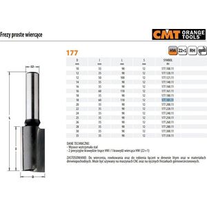 CMT CMT FREZ PROSTY WIERCĄCY HM D=18 I=60 L=110 S=12