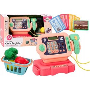 LeanToys Kasa Fiskalna Nauka Liczenia Monety Koszyk Światła Dźwięki Różowa