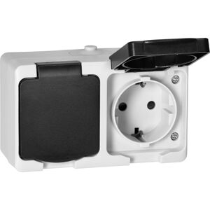 Orno Gniazdo podwójne 2X2P+Z Schuko AQUATIC MINI IP 54 biało-czarne