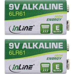 InLine InLine® Alkaline High Energy Battery, 9V Block 6LR61, 2pcs pack