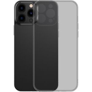 Baseus Baseus Frosted Glass Case etui pokrowiec do iPhone 13 Pro Max sztywna obudowa z żelową ramką czarny (ARWS001101)