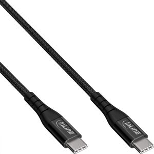 Kabel USB InLine InLine® USB 2.0 cable, USB-C male/male 100W quick charger cable, textile black, 2m